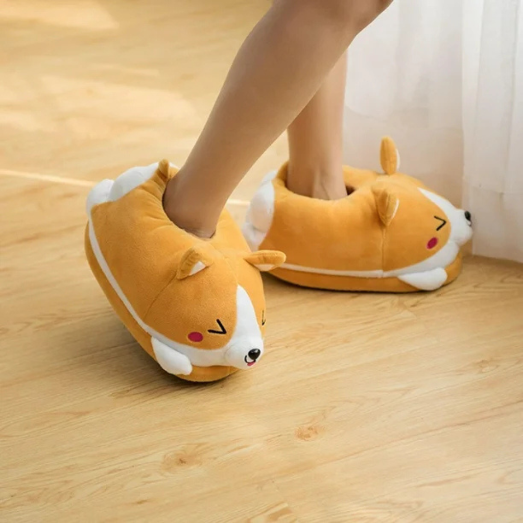 Corgi CozyPaws | Pantuflas de Felpa Antideslizantes