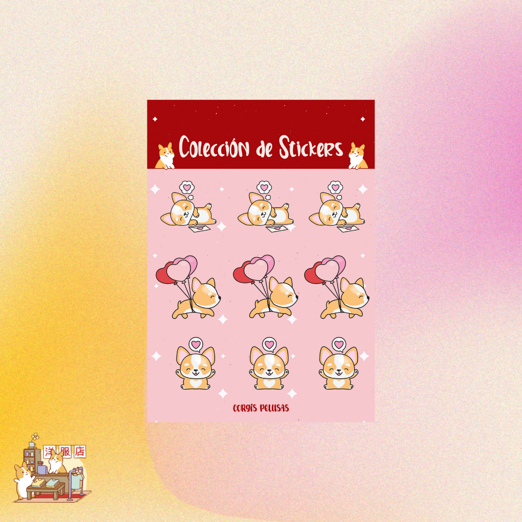 Plantilla de Stickers | Corgi Love
