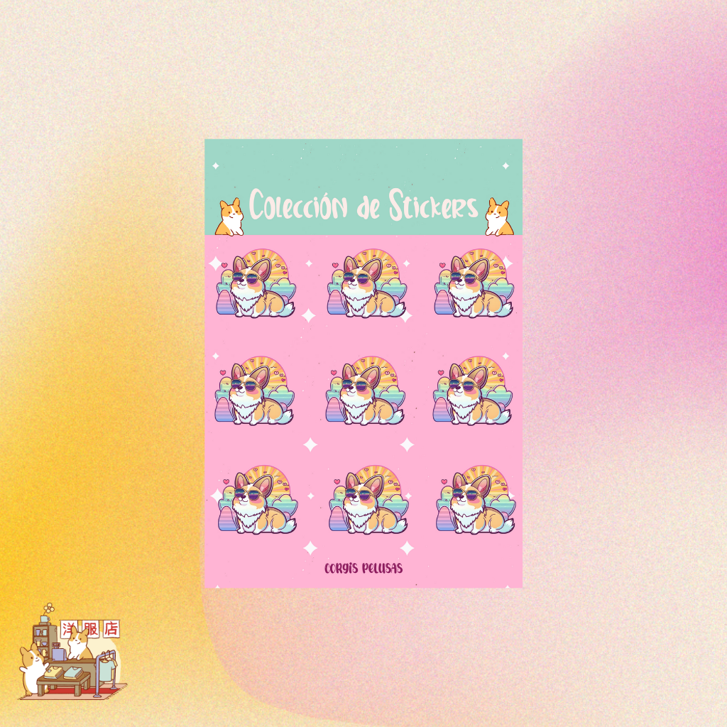 Plantilla de Stickers | Corgi Peace