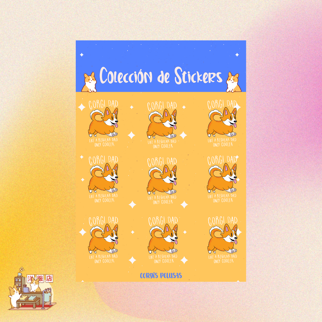 Plantilla de Stickers | Corgi Dad