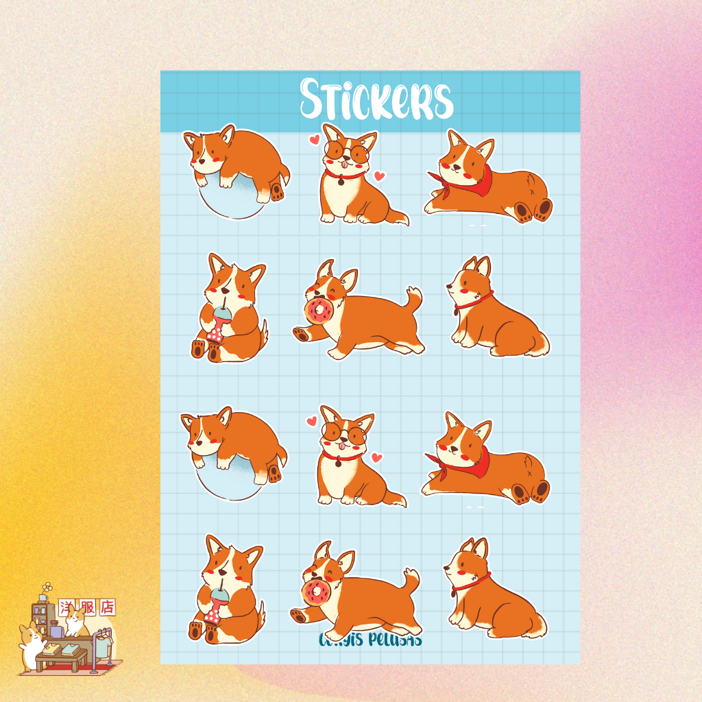 Plantilla de Stickers | Corgi Everyday