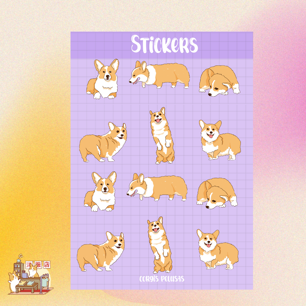 Plantilla de Stickers | Corgis