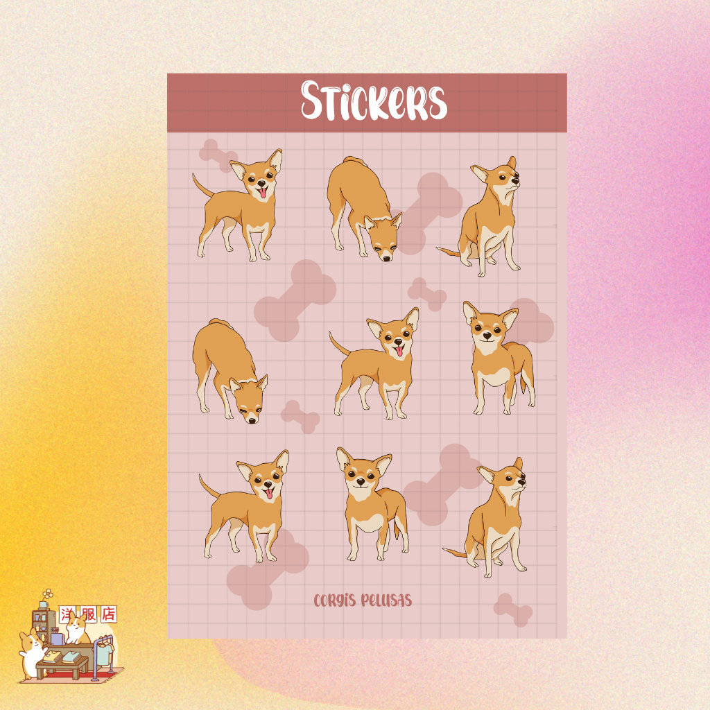 Plantilla de Stickers | Amor Chihuahua