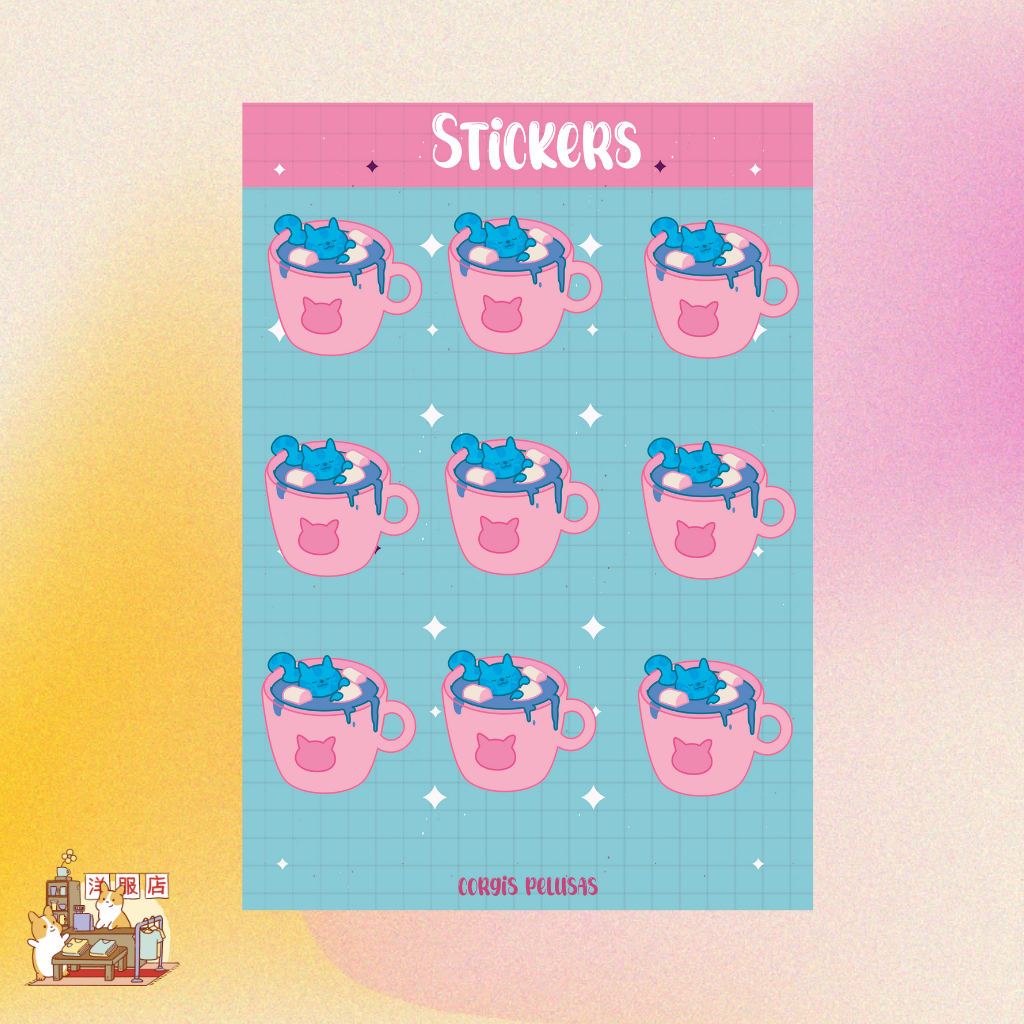 Plantilla de Stickers | Taza de gatitos