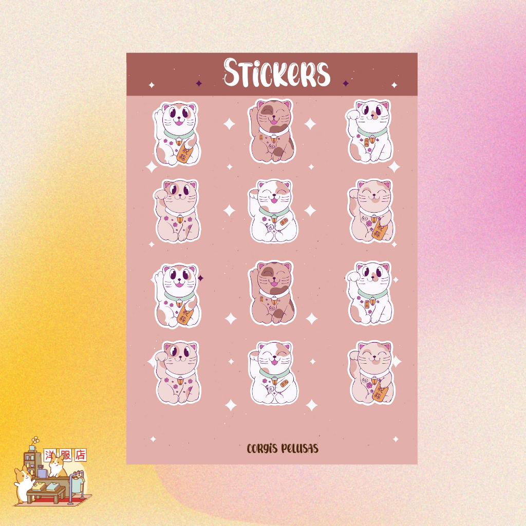 Plantilla de Stickers | Gatitos de la Suerte
