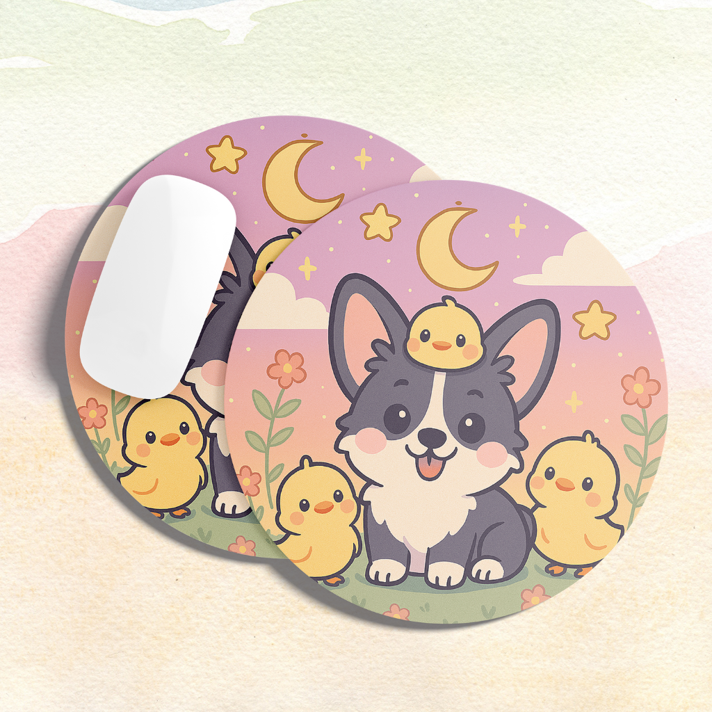 Mousepad | Corgi con sus pollitos