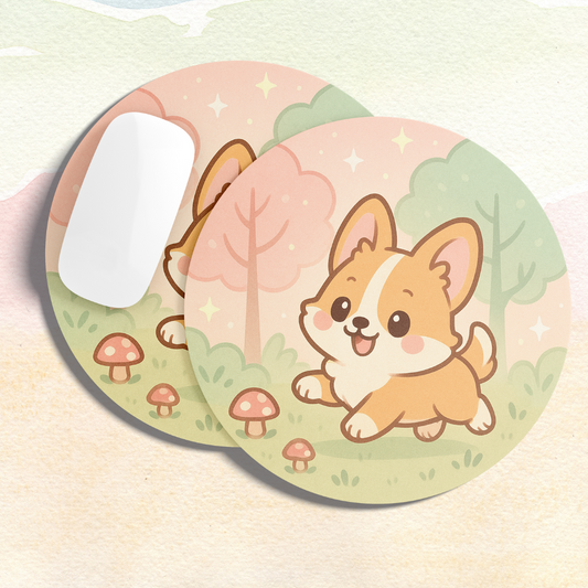 Mousepad | Corgi corriendo en el bosque