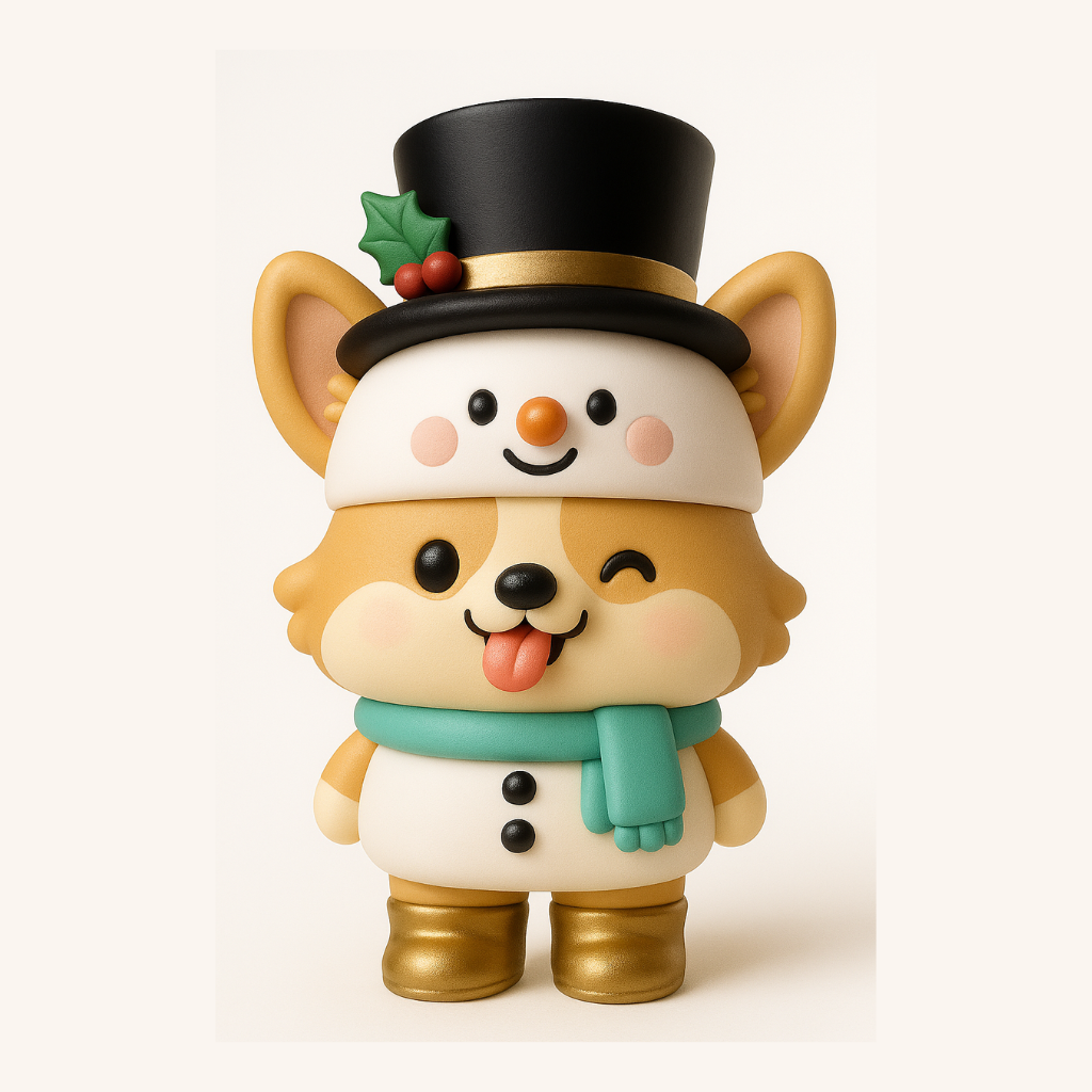 Figura para pintar |  Corgi Muñeco de Nieve