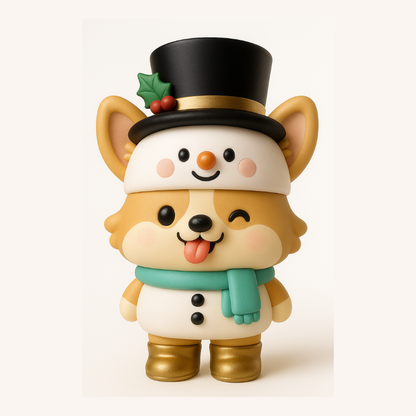 Figura para pintar |  Corgi Muñeco de Nieve