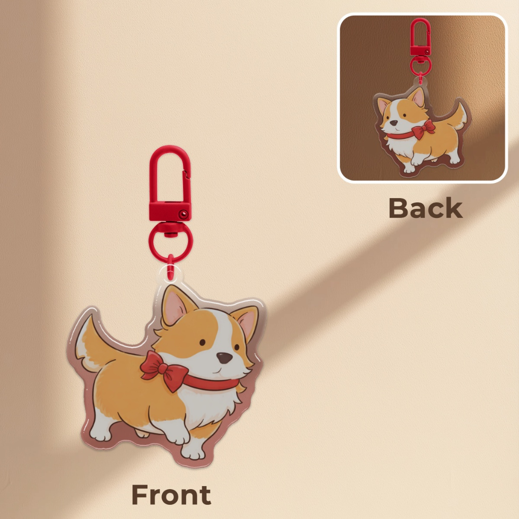 Llavero | Corgi con moñito