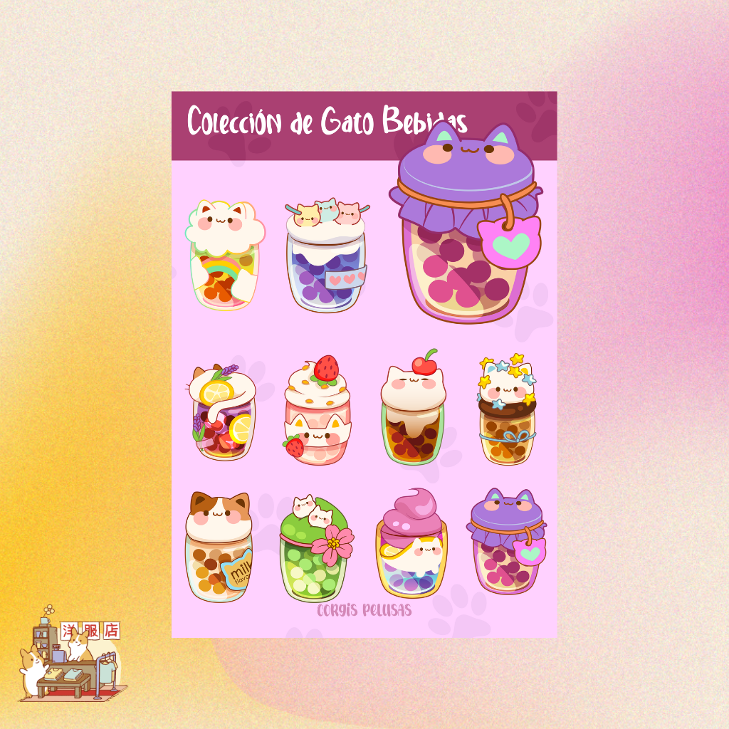 Plantilla de Stickers | Colección de bebidas