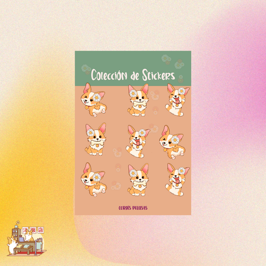 Plantilla de Stickers | Corgi cute