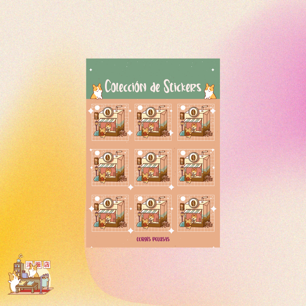 Plantilla de Stickers | Cafeteria Corgi
