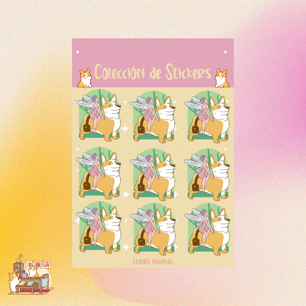 Plantilla de Stickers | Corgi hadas