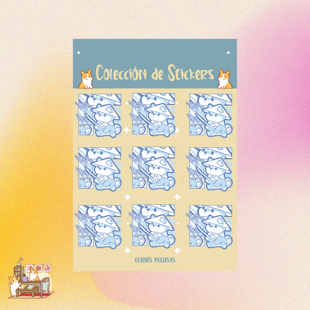Plantilla de Stickers | Corgi Samurai