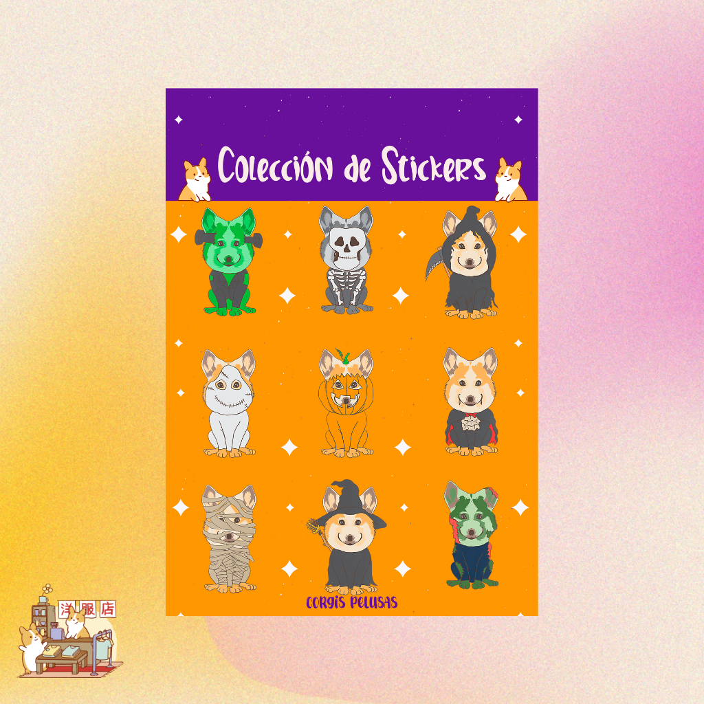 Plantilla de Stickers | Corgi disfraces