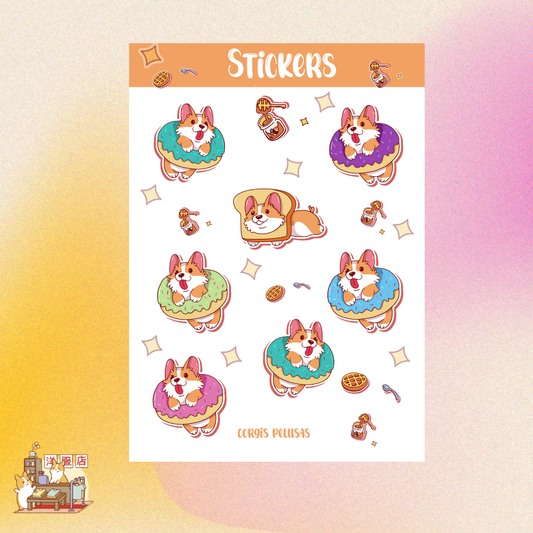 Plantilla de Stickers | Donas de corgi