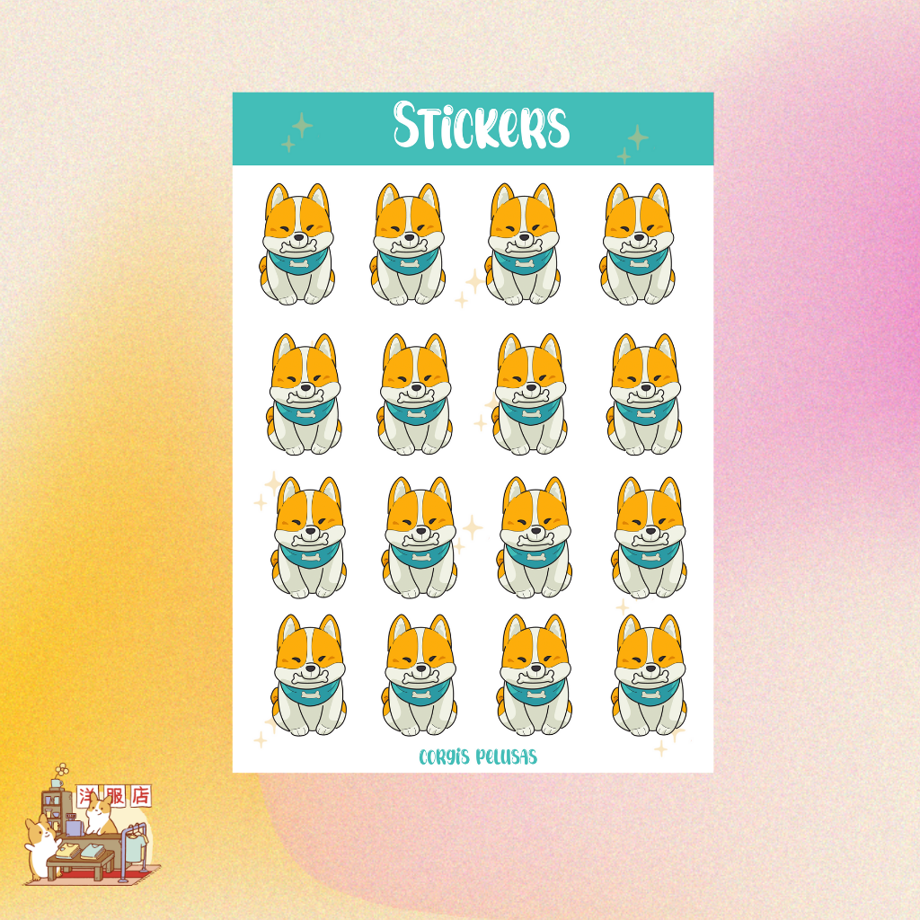 Plantilla de Stickers | corgi con estilo