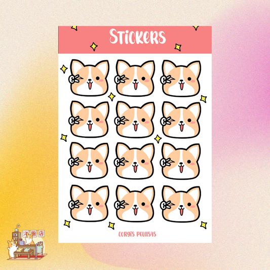 Plantilla de Stickers | Carita de corgi