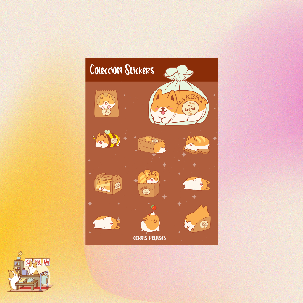 Plantilla de Stickers | Corgi Pan