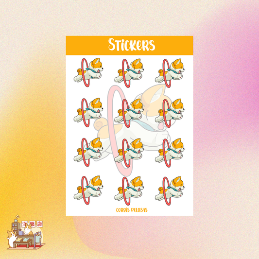 Plantilla de Stickers | Corgi Acróbata