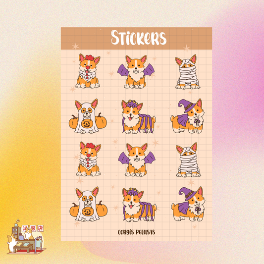Plantilla de Stickers | Colección de terror corgi
