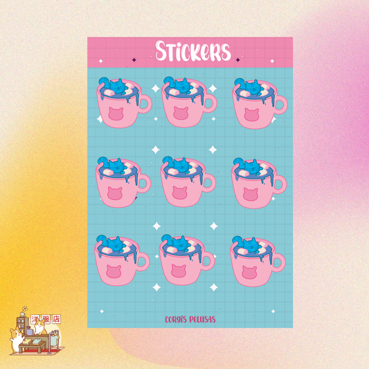 Plantilla de Stickers | Taza de gatitos