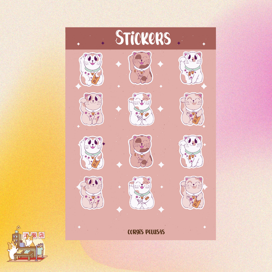 Plantilla de Stickers | Gatitos de la Suerte
