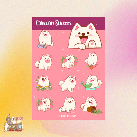 Plantilla de Stickers | Perrito Kawaii