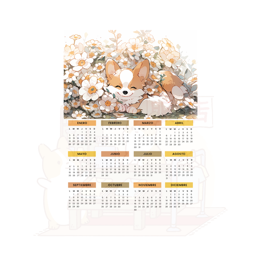 Calendario 2026 | Corgi en margarita