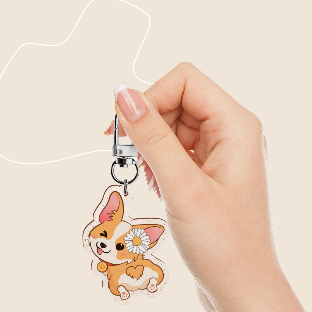 Llavero | Corgi flores