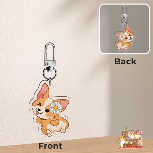 Llavero | Corgi flores