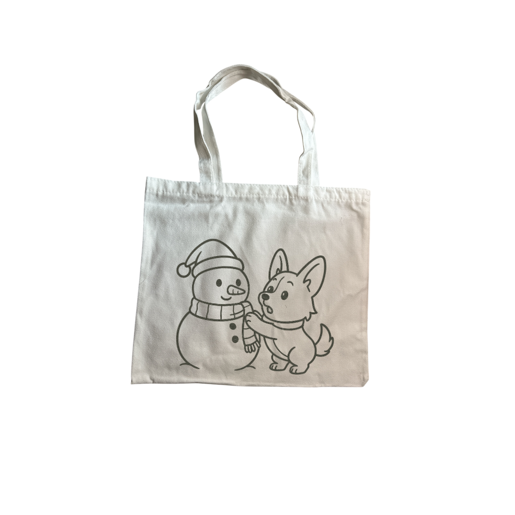 Tote Bag | Corgi y su muñeco de nieve