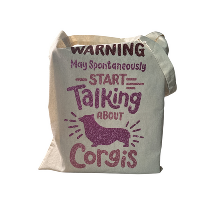 Tote Bag | Advertencia Corgi – Edición Glitter