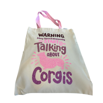 Tote Bag | Advertencia Corgi – Edición Glitter